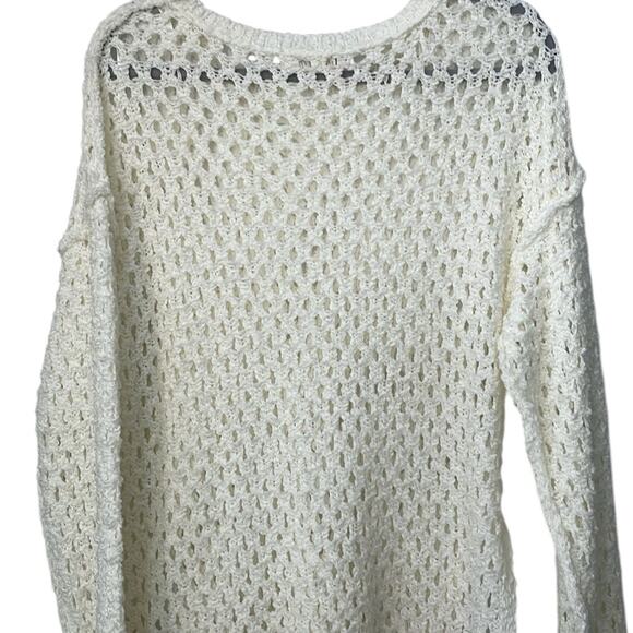 Stitch Fix New In Cream Open Knit Crew Neck Sweater Lightweight Women’s Sz L NEW - Picture 4 of 4